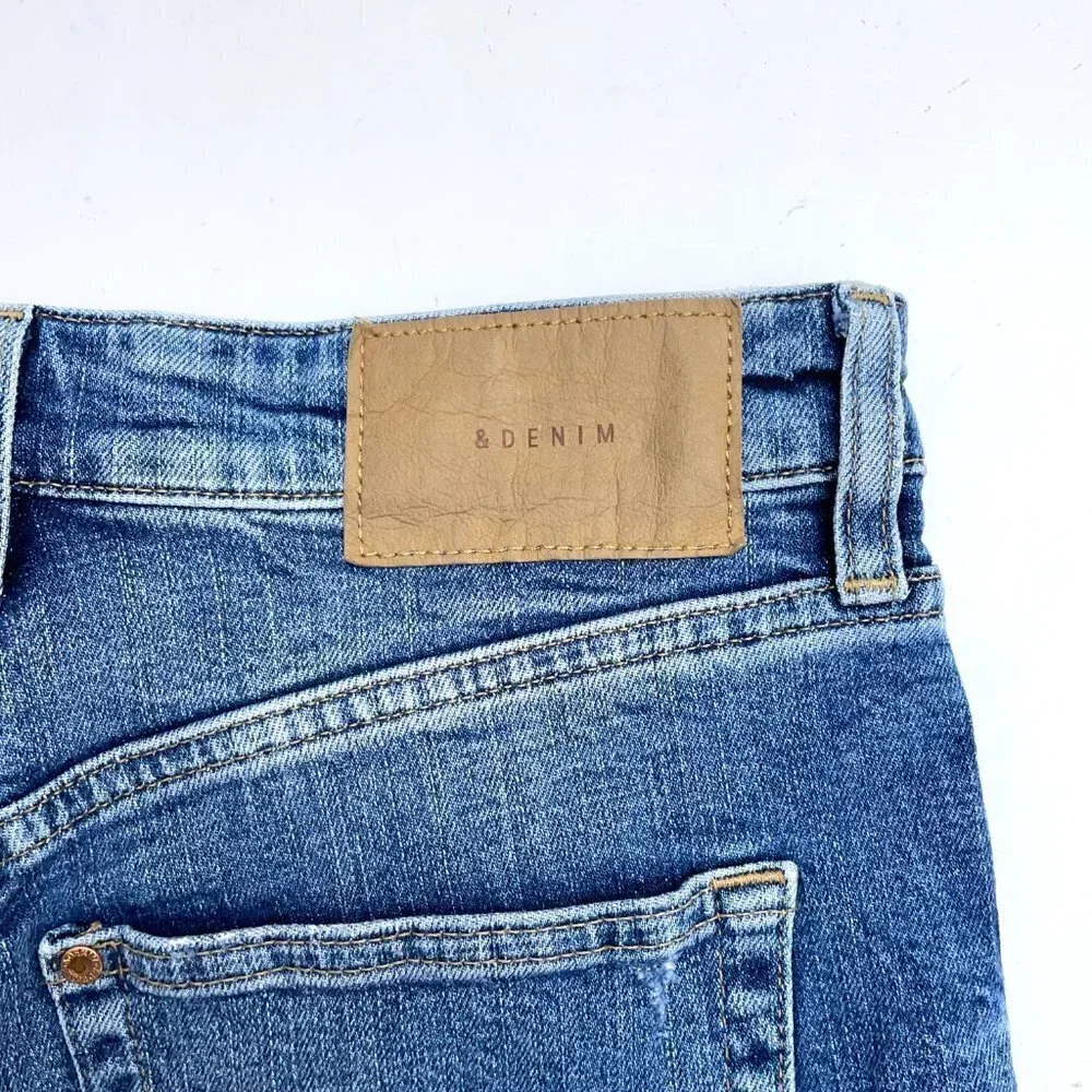 &Denim by H&M Womens Mom Jeans High Rise Button Fly Distressed size 4 length 30